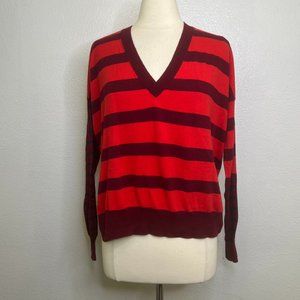 Derek Lam Denim Red Maroon Striped Sweater Cotton Cashmere Blend Size S